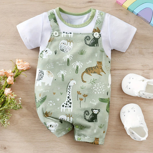 BabyBliz® Zoo Animal Infant Romper – Faux Two-Piece Bodysuit